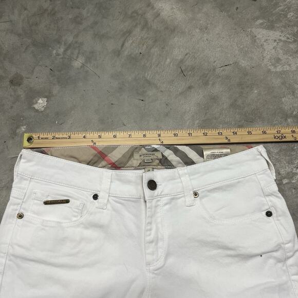 BURBERRY COTTON BLEND WHITE Wide LEG Flare JEANS SIZE 29 Embroidered READ - Picture 3 of 13